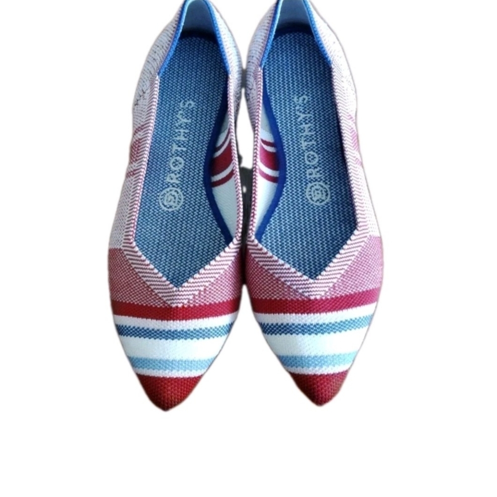 Rothys WomenThePoints Flats Limited RWB Stripes Shoes W7.5 #Memorialday Fit